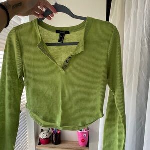 Forever 21 Lime Green Ribbed Blouse